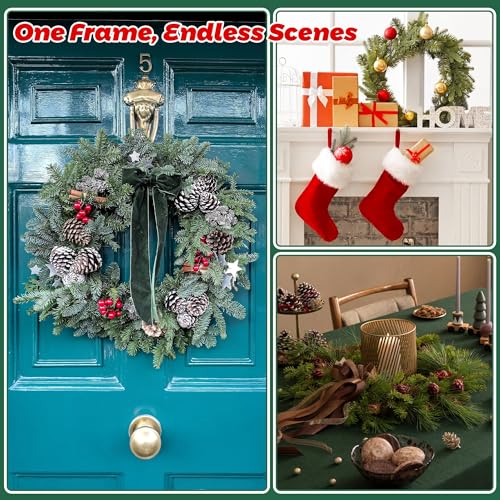 image for Fovths 12 Pack Christmas Wire Wreath Ring 16 Inches Metal Wire Wreath 