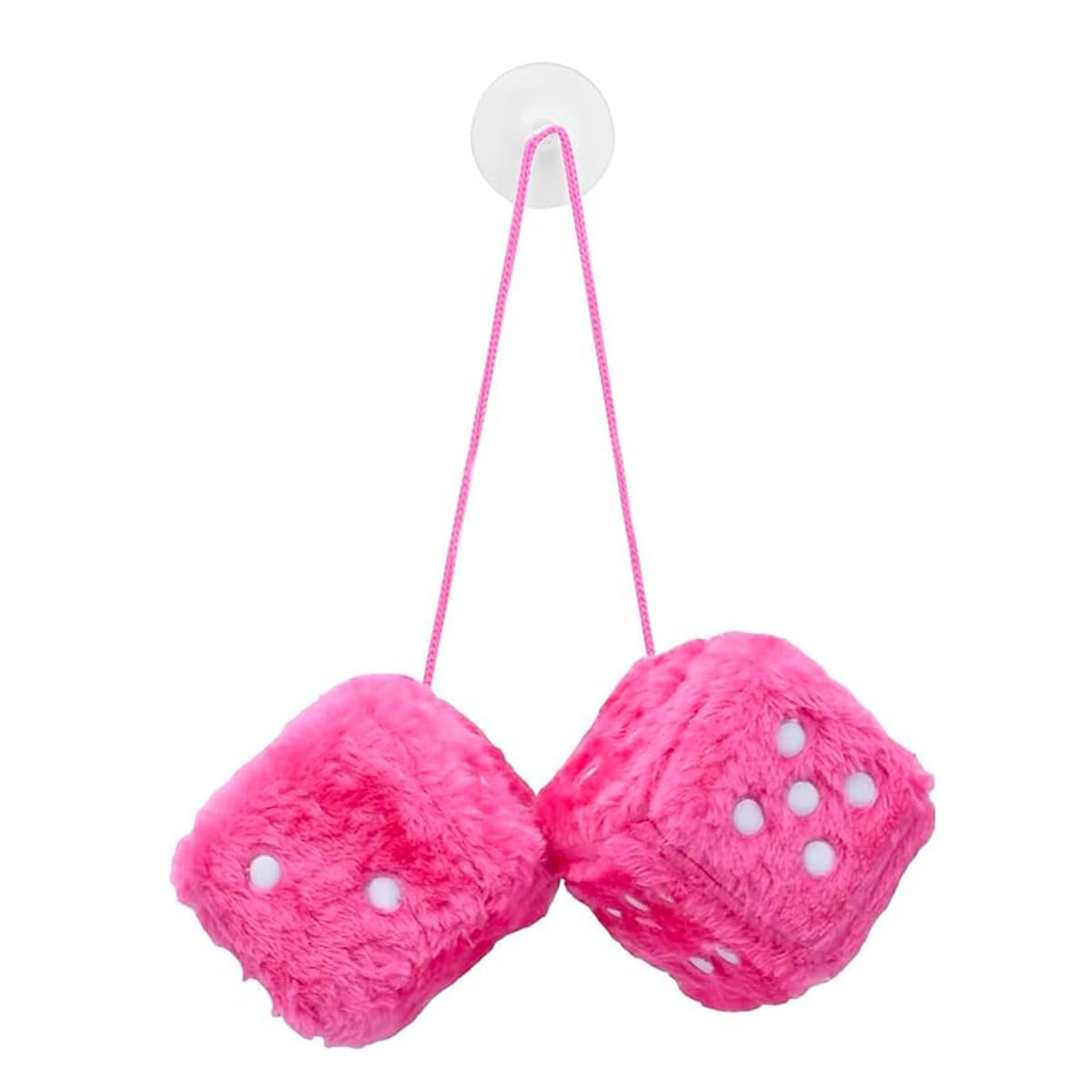 Un par de Adornos de Cubo de Felpa para Colgar en el Coche, Cubo de Felpa de Dados, Accesorios de Coche para Accesorios de Espejo retrovisor Interior (Rosa)