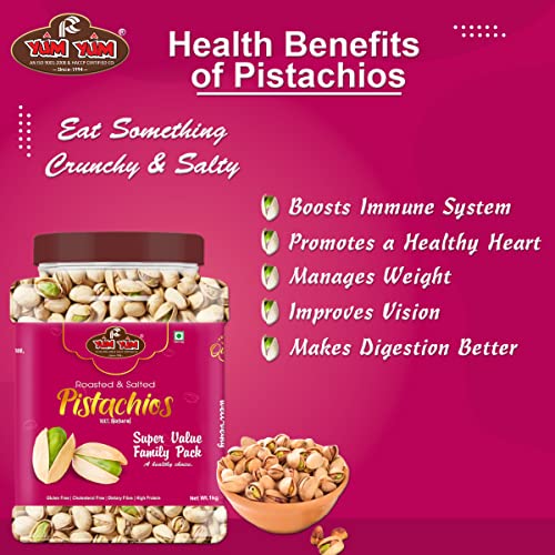 Image of YUM YUM Salted Pistachios Nut Dry Fruits Super Value Family Pack 1kg