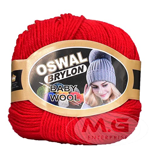 Image of OSWAL 100% Acrylic Wool Candy Red 8 GMS Wool 4 ply Wool Ball Hand Knitting Wool /Art Craft Soft Fingering Crochet Hook Yarn- Art-AEBF