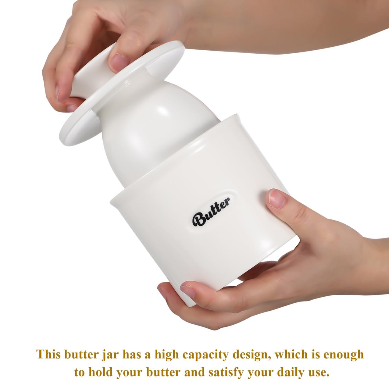 GLEAVI Beurrier en Céramique Blanc 500ml Grosse Capacité Couvercle