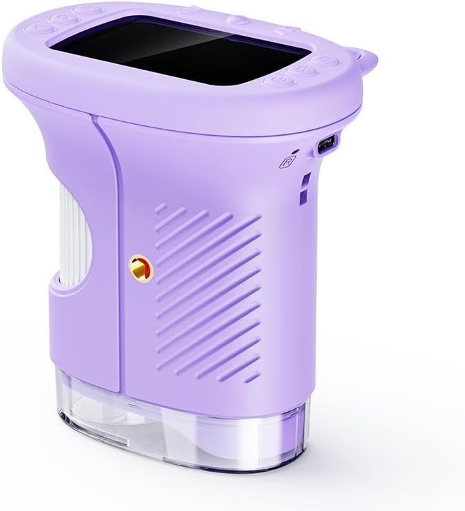 Kids Digital Microscope with 1000X Magnification, 2” IPS Screen, 1080P Camera, Manual Focus, 8 LED Lights, USB-C Rechargeable, Photo & Video Recording, Educational Science Toy (Pink)