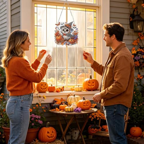 Kit de arte con gemas de Halloween de búho en acrílico 2D para ventanas 3