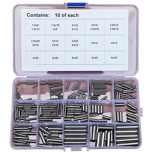 230Pcs 304 Stainless Steel Ã˜1.5 Ã˜2 Ã˜2.5 Ã˜3 Ã˜4 Ã˜5 Ã˜6mm Dowel Pin Rod Kit