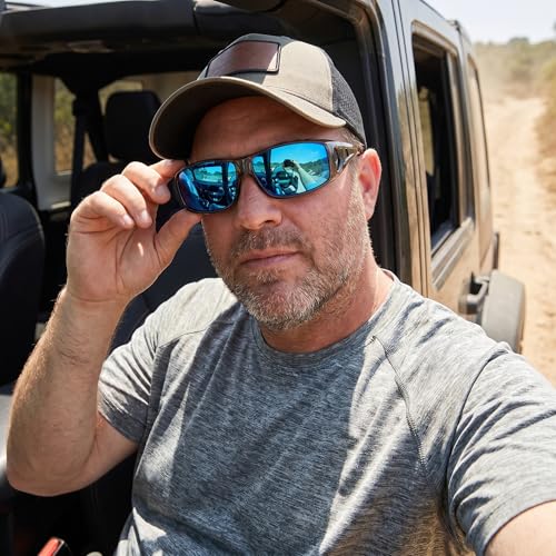 Image of SIPHEW Mirrored Sunglasses Polarized Fit Over Glasses for Men&Women | Wrap Around Sun Glasses,UV400 Protection,Lightweight & Comfortable,Driving,Outdoors