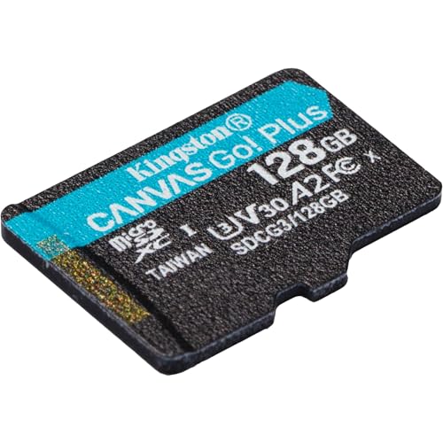 Kingston Canvas Go Plus microSD Carte mémoire Classe 10, UHS-I 128Go microSDXC 170R A2 U3 V30 Single Pack sans ADP