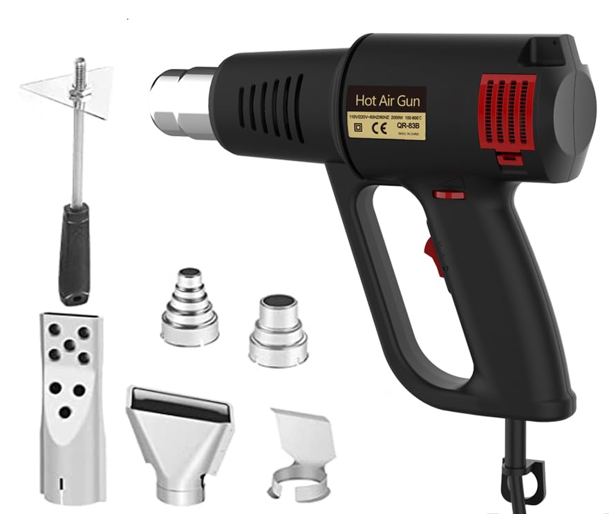 2000W Heating Gun 6 Nozzles Stepless Temperature Adjustment Overload Protection For Paint Stripping