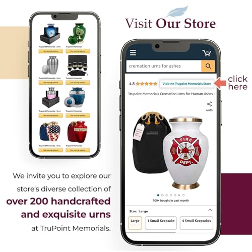 Image of Trupoint Memorials Cremation Urns for Human Ashes, Military and Patriotic Decorative Burial Urn for Veteran Adult Men and Women, Large Fireman