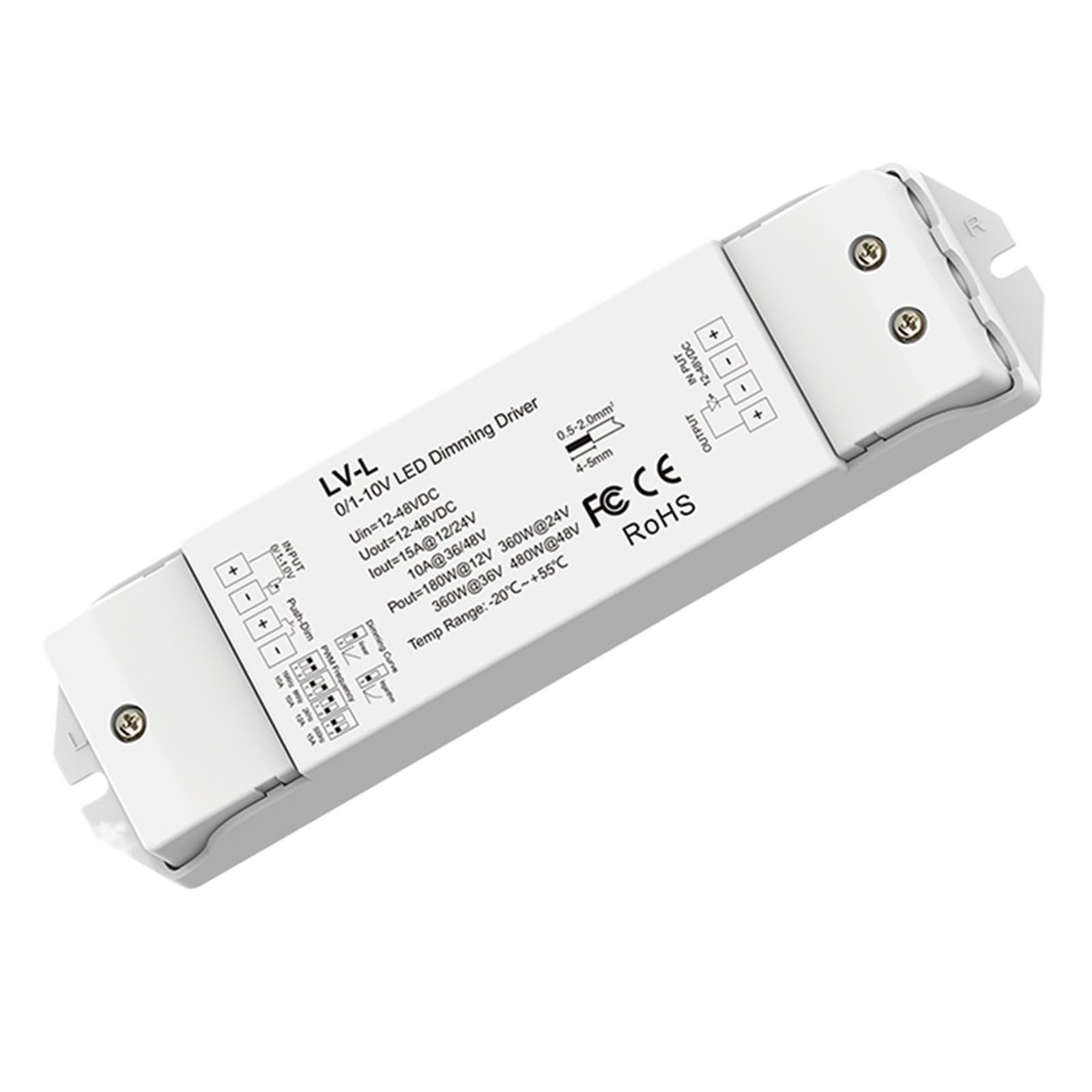Controlador de atenuación LED PWM LV-L de 1 canal y señal de empuje para tiras de 12V a 36V