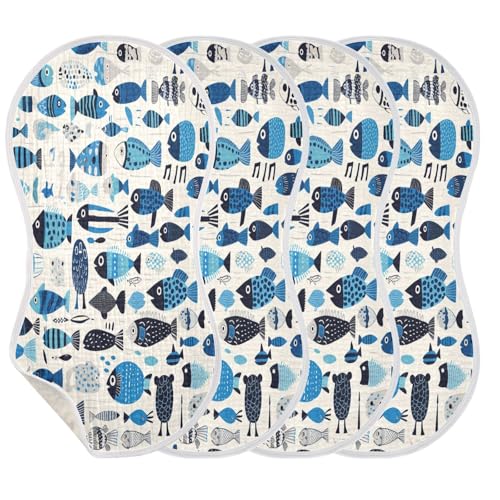 Kigai Cute Fish Baby Burp Cloths Extra Soft and Absorbent Burping Rags Cotton Burping Clothes Baby Washcloths for Newborn Boys Girls - 1 Pack3
