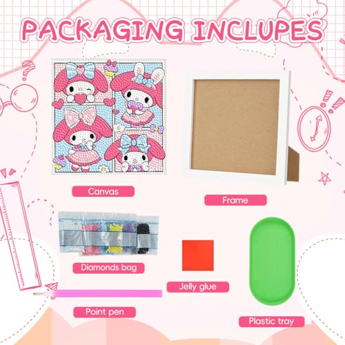 Image of PATPAT Diamond Painting Kit 7 Inch Wooden Frame for Kids | Hands-On Craft Activity, Focused Creative Time, Wooden Frame Display for Beginners