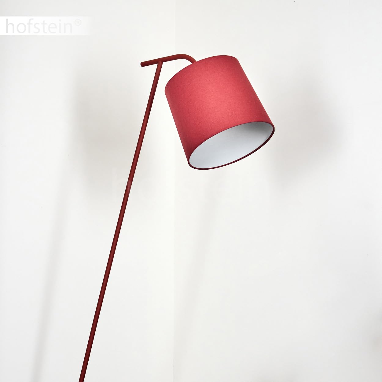 Stehleuchte Palmeiros, Stehlampe aus Metall/Stoff in Rot/Weiß, Leuchte im Retro/Vintage-Design mit rundem Schirm (Ø 25 cm) u. Fußschalter, Höhe 160 cm, 1 x E27, ohne Leuchtmittel