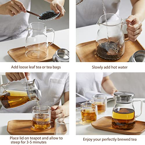 CNGLASS One-Touch Glass Teapot, 27oz(800ml) Glass Tea Kettle - image 6