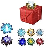 Light up Holiday Gift Bow Assortment Glowing Bows Sparkly Red, Blue, Gold, White for Christmas, Hanukkah, Birthdays, Weddings, Bridal Showers (12)
