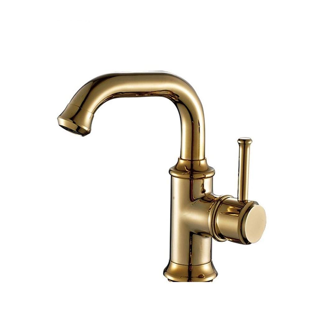 Prosperous brass basin taps gravity die roundabout vacuum coating n Meet various home decoration styles (Color : Gold, Size : 25 * 18.5 * 7cm)