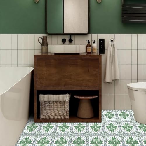 Image of Moroccan Tile Stickers | Waterproof Self Adhesive Peel & Stick Tile Decals for Kitchen Backsplash, Bathroom Wall, Floor, Furniture & Glass (4x4 Inch, Design 36)