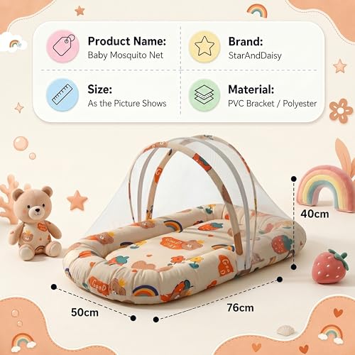 Image of StarAndDaisy 3 in 1 Baby Mosquito net /Nest for Sleeping - Mosquito net for Newborn Baby /Toddler -Soft & Comfortable Bed, Washable Design for 0-12 Months Baby.