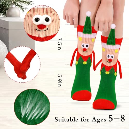 Itscolofy 4 Pairs Christmas Socks for kids, Hand Holding Socks Funny Christmas Stocking Stuffers, Holiday Gifts Xmas Secret Santa Gag(US, Alpha (Alpha), One Size, Regular, 5-8 Years, Red) - image 4