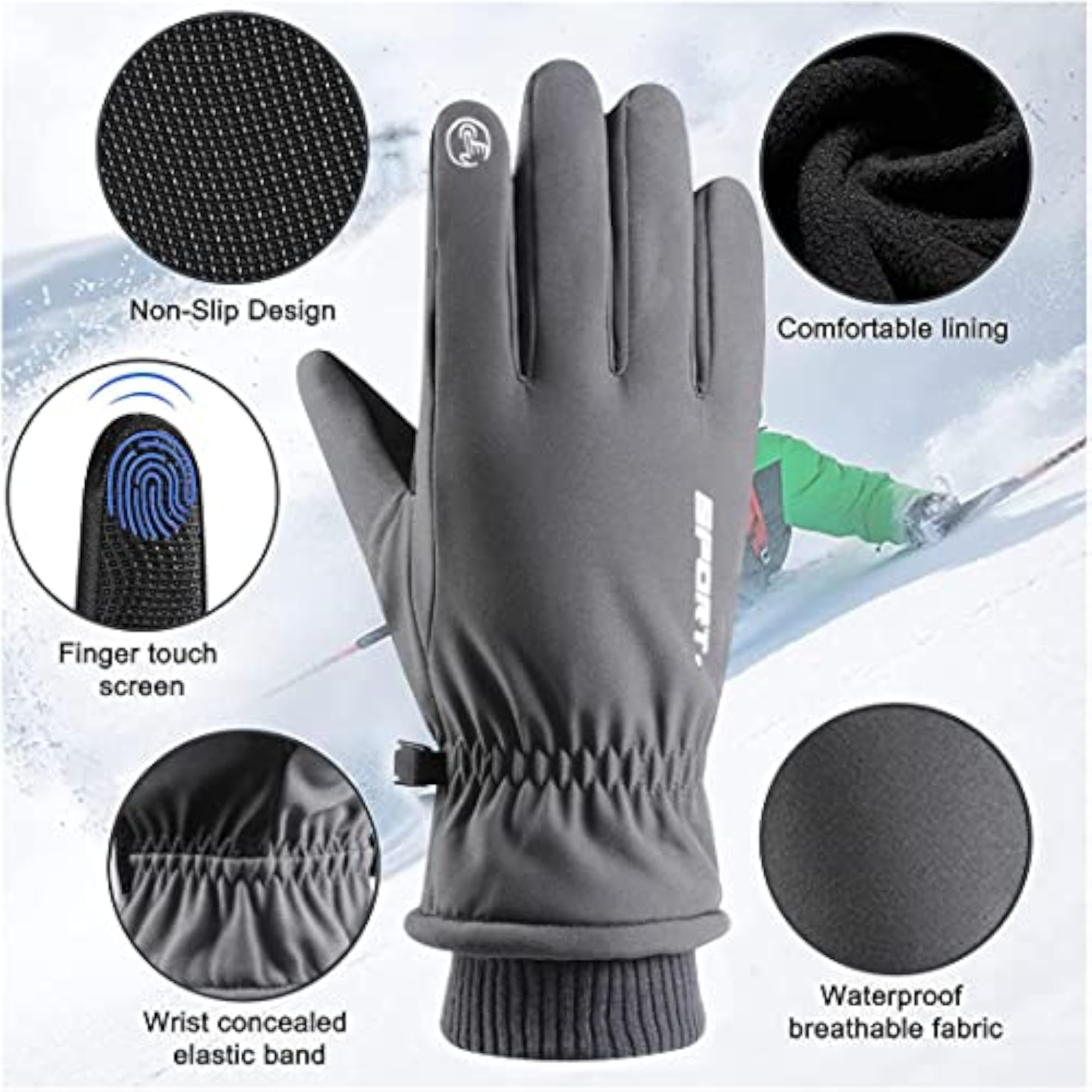 Waterproof Riding Gloves, Anti-Slip Screen Use