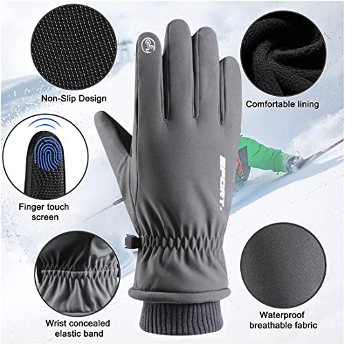 Image of GUSTAVE Grey Winter Gloves for Men,Women & Adult with Warm Riding Gloves Touch Screen Finger Microfiber for Anti Slip Design,Ski,Bike,Gloves,Windproof & Waterproof