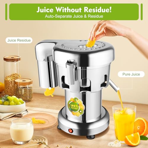 PSUFURV Commercial Juicer, Electric Juicers with 4 Foot Pad Push Rod Juicer Machines Vegetable and Fruit for Family Hotel Restaurant Coffee Shop Extractor De Jugos Y Vegetales