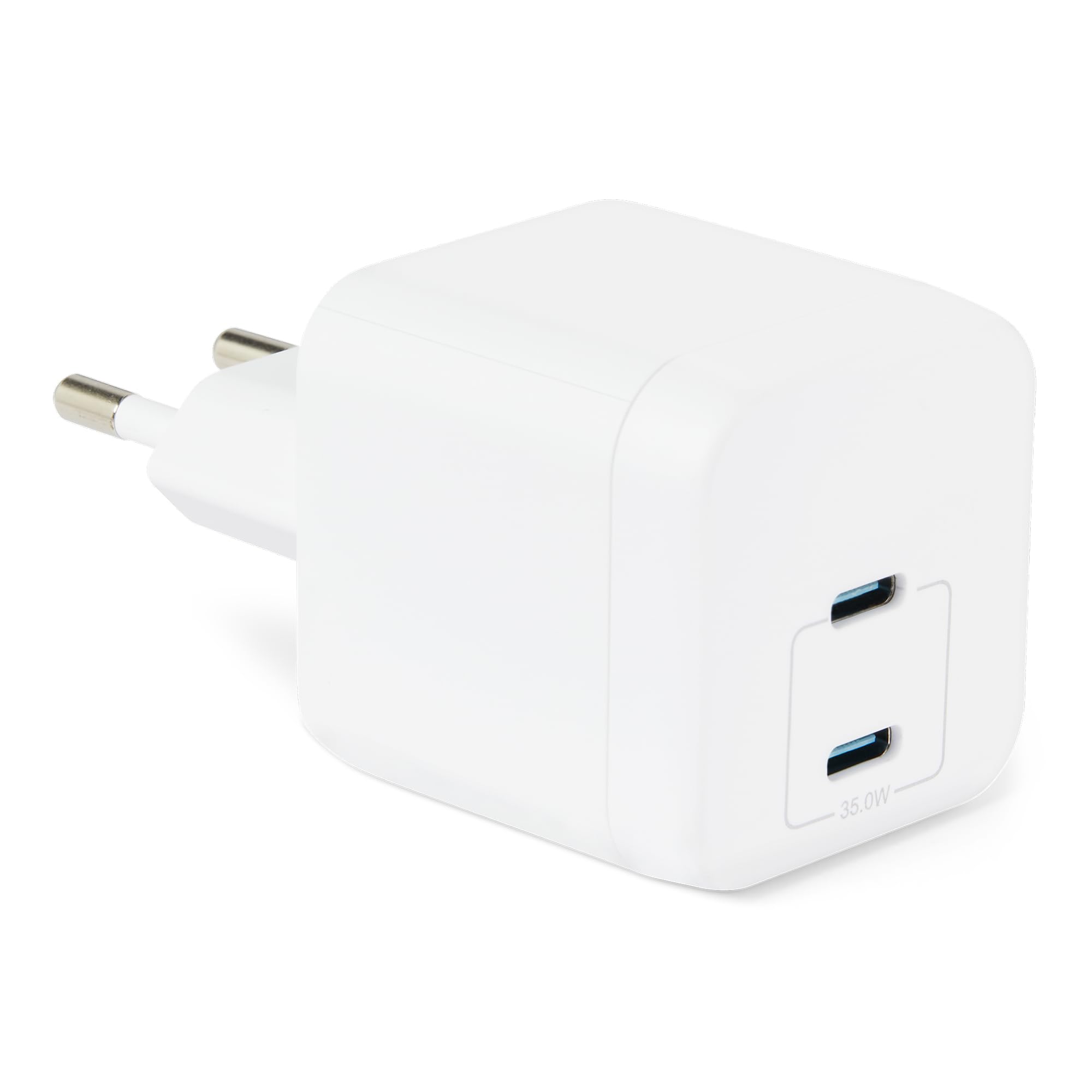 Amazon Basics Cargador de Pared USB-C Nano GaN de Carga Rápida, 35W y 2 Puertos para Tablets y Teléfonos, Blanco - 2