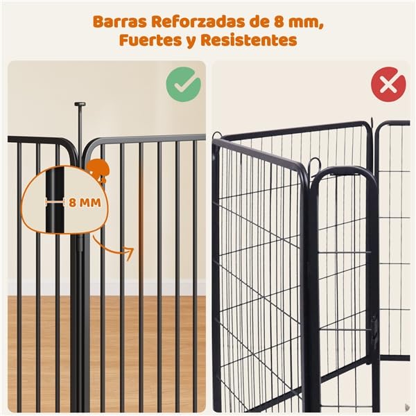 Yaheetech Parque para Perros 24 Paneles de 80 cm de Altura, Vallas para Perros con Cerradura Integrada, Tubos de Bajo Ruido, Protector de Suelo, Alambres de Metal de 8 mm, para Casa y Jardín
