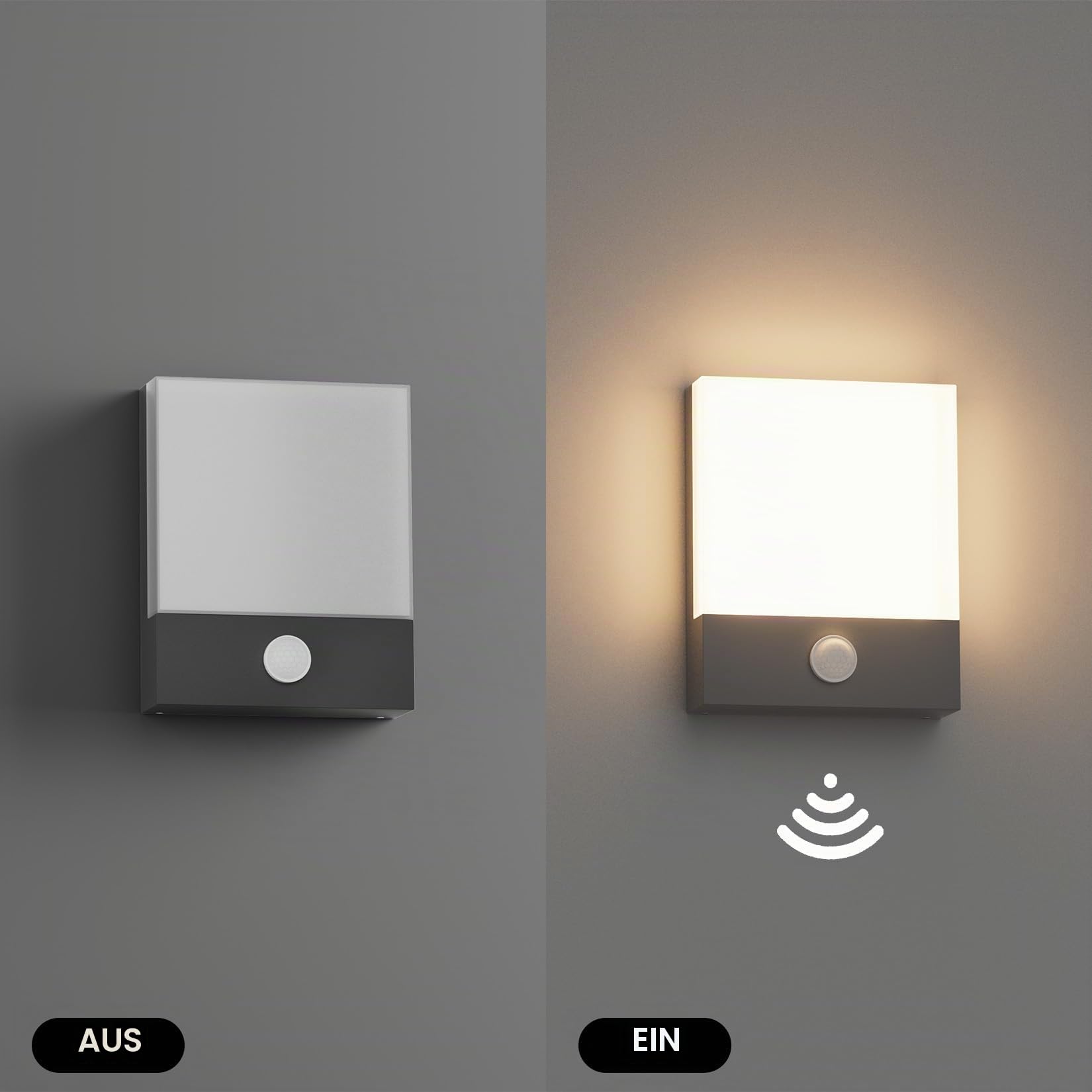 Klighten 24W LED Außenwandleuchte mit Bewegungsmelder Dunkelgrau IP65 3000k