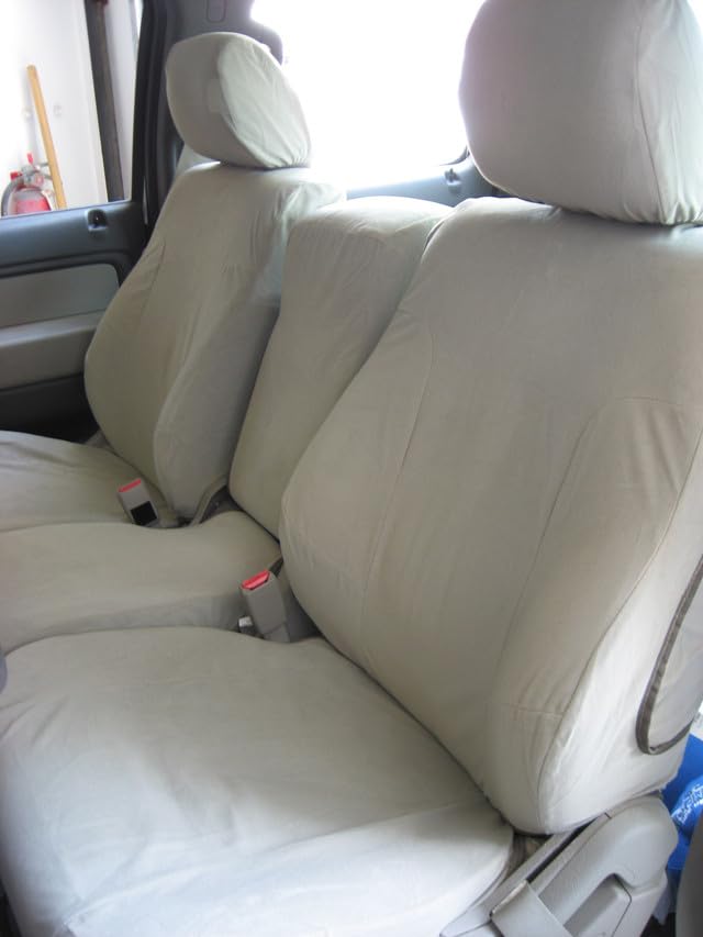 durafit seat covers, f461-x3 exact fit for 2009-2010 f150 xlt front 40/20/40 split seat, made in water-resistant tan twill