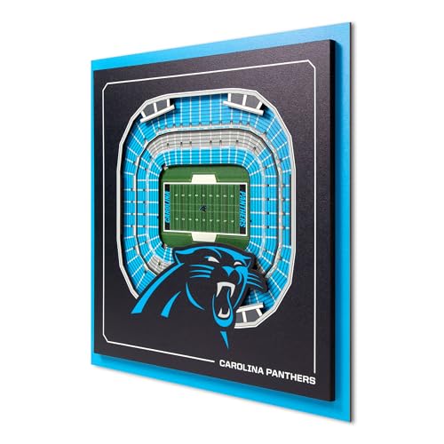 YouTheFan Officially-licensed NFL Carolina Panthers Stadium Series 3D Wall Art - multi-layer team stadium replica detailed sports fan gift indoor decor
