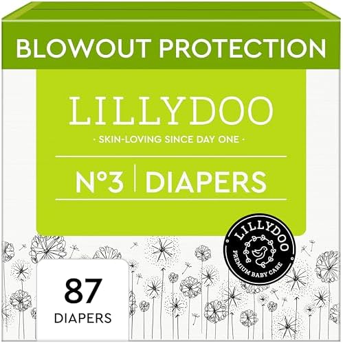 LILLYDOO Diaper Pants Toddlers - Size 3 (13-22 lbs), Half-Monthly Supply (87 Count), Skin-Friendly, Ultrasoft, Chlorine-Free, Snug Fit & Absorbent Pull On Diapers