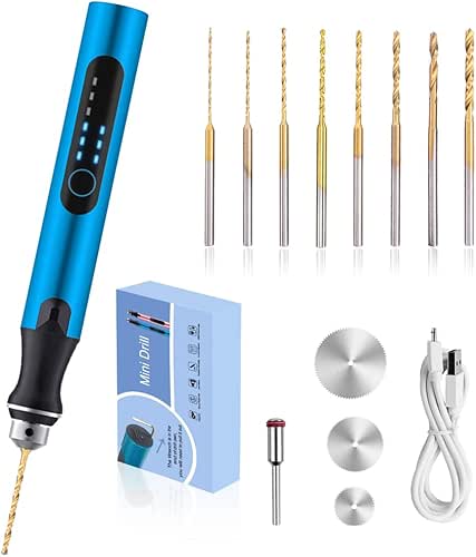 3-Speed Cordless Mini Drill Pen With 8 Small Drill Bits,Rechargeable
