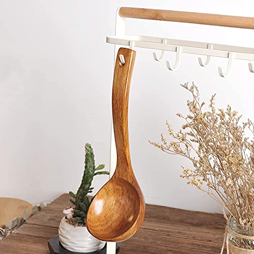 Image of Wooden Spatula,Slotted Turner,Soup Ladle,Long Handle Utensils Set,Handmade for Kitchen Cookware (Wooden Utensil 4 Sets)