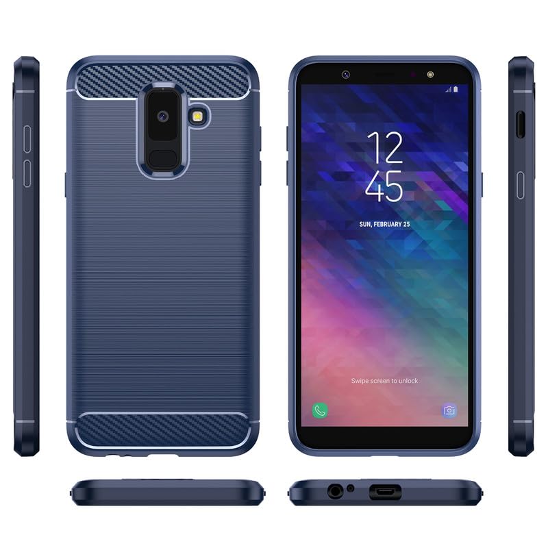 Image of Hybrid Carbon Fiber Back Case for Samsung Galaxy A6 Plus (Blue)