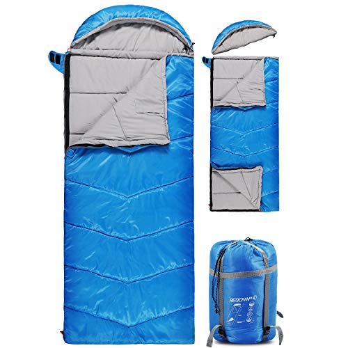 REDCAMP Kids Sleeping Bag for Camping with Detachable Hood, 50 Degree 3 Season