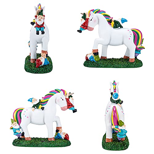 Sowsun Unicorn Gnomes Garden Statues Outdoor Décor Funny, Unicorn Attack Garden Gnomes Décor, Unicorn Statue Figurine Gifts For Outdoor Garden Patio, Yard, Lawn, Home Decorations #TOP5