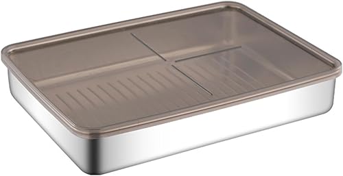 Miniatura 1 de Recipiente de tocino para refrigerador, recipientes herméticos de acero inoxidable 304 con tapa transparente y parte inferior antideslizante, para