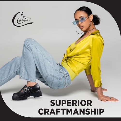 CANDIE'S Odile Mary Jane Shoes, Women's Black Platform Shoes with Two Buckles & T Straps, Chunky Round Toe Low-Heeled Shoes for Ladies3