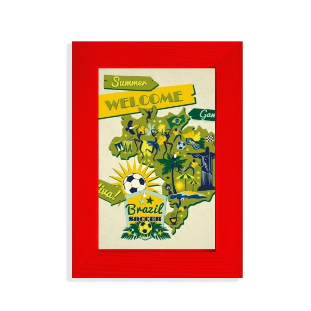 Cadre photo football Brésil rouge Welcom pour décoration sportive