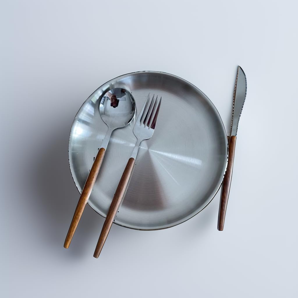 Set de vaisselle de camping pour 2 personnes, 12 pièces, en acier inoxydable, couverts de pique-nique, poches de couverts portables, manches à rayures en bois, nappe de table à manger