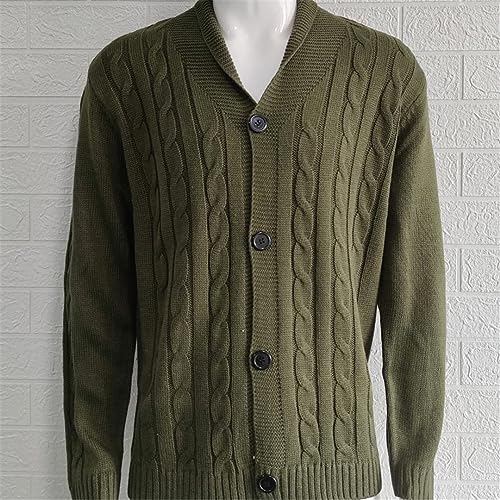 Men Knitted Cardigan Sweater Single Breasted Twisted Texture Cardigan Lapel Slim Sweater3