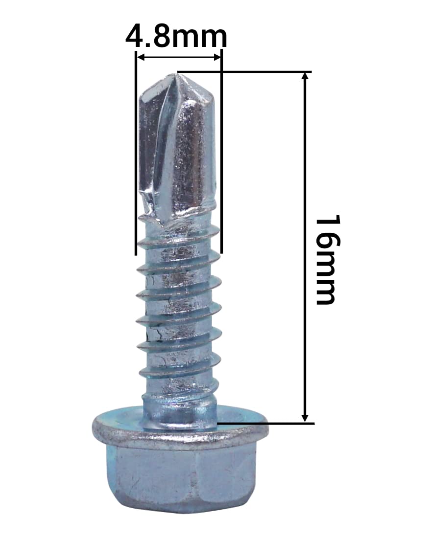 SKIR'CO (100 pcs) DIN 7504 K Zinc Plated Steel 6.3 x 25 mm Screws, Self-Drilling Sheet Metal Screw, Hex Head - Image 4