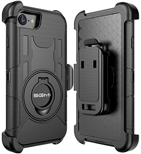 iPhone 7 Case, iPhone 7 Holster case, SGM Hybrid Dual Layer Combo Armor Defender Protective Case With Kickstand + Belt Clip Holster For Apple iPhone 7