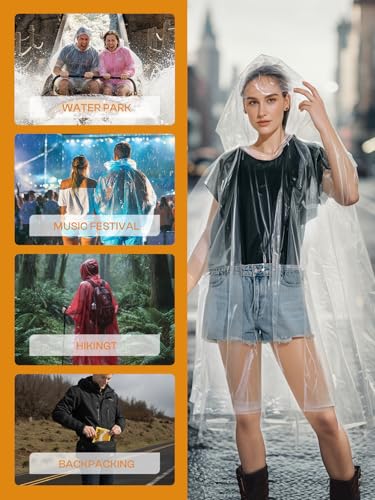 Image of SaphiRose Disposable Rain Ponchos Emergency Clear Poncho