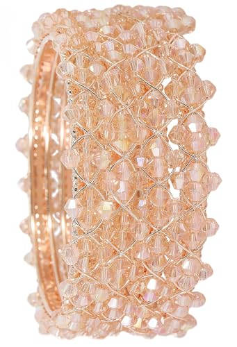 Image of NMII Stylish Pearls Beads Bangles Set For Women & Girls | Women's Bangles Bracelet | Metal Bangles Kada Set For Wedding, Party, Festival, Daily | Women's Fashion Jewellery- Set of 4