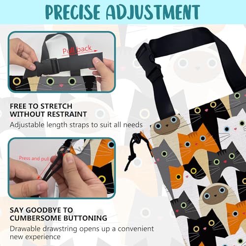 Image of Car Trash Bag Cute Cartoon Cats Leak-Proof Waterproof Car Garbage Bag with Drawstring Foldable Canvas Trash Bin with Adjustable Buckle for Car Accessories, Travelling, Camping
