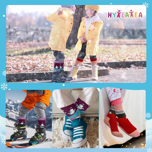 Hylaea Merino Wool Ski Socks Kids, Knee-high Warm Thermal Snowboard Skating Socks for Toddler Boys and Girls Pink Red Gray Blue Small by Hylaea - Image 6