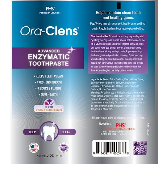 Ora-Clens Advanced Enzymatic Toothpaste for Dogs, Peanut Butter Flavor Dog Toothpaste, Helps Clean Teeth & Freshen Breath, Supports Oral Hygiene, Dog Dental Care Toothpaste Gel, 5 oz - image 8