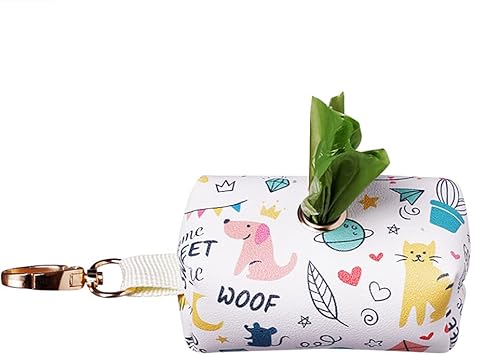 Love Dream Soporte para bolsa de excremento de perro, dispensador de bolsas de desechos de perro, incluye un rollo de bolsas para excrementos, se