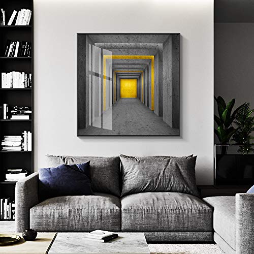 Affiche noir et jaune couloir sans fin peinte sur toile moderne 60x60cm sans cadre pour salon